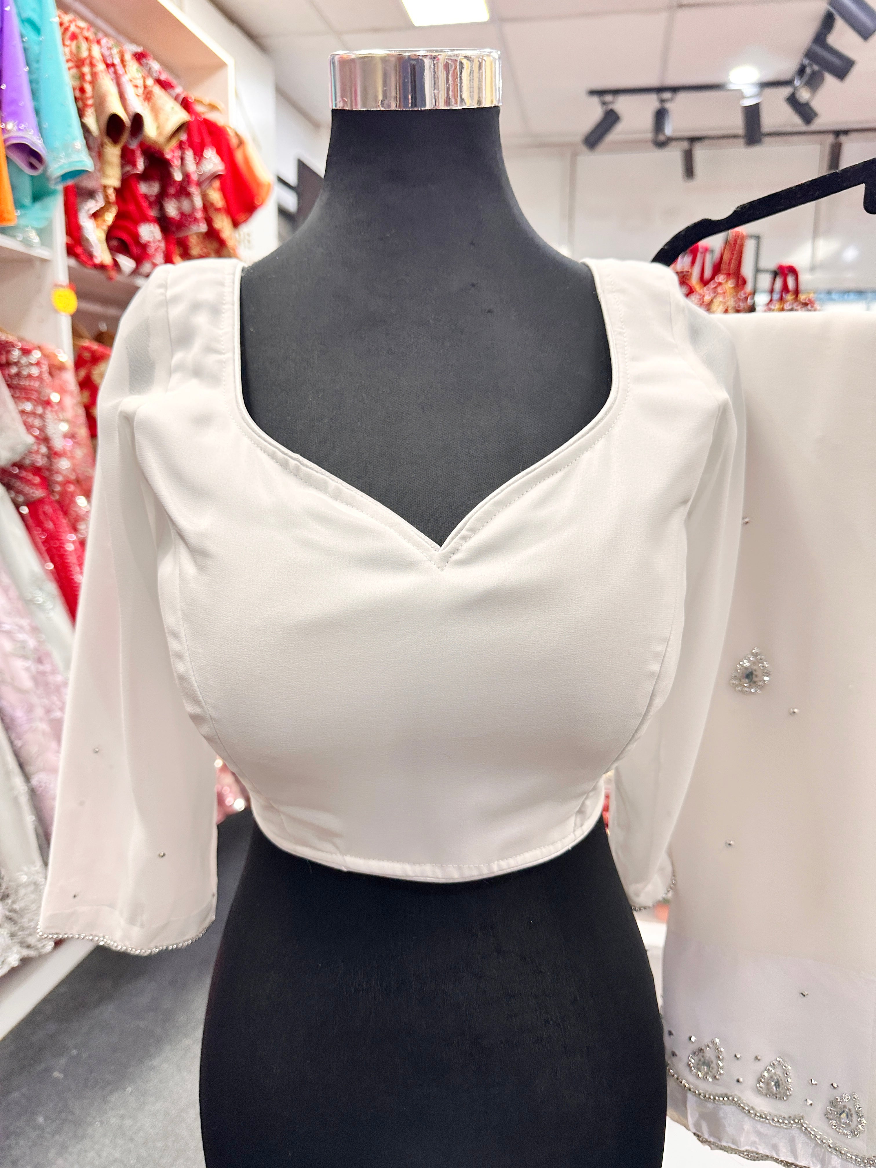 Hand Work White Saree Set-Gn